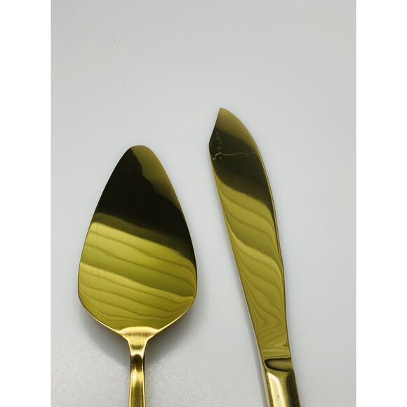 AW BRIDAL Wedding Cake Knife and Server Set Gold - Picture 5 of 6